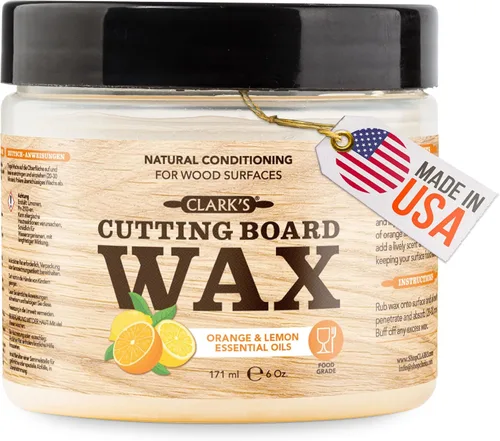 Miniatura 11 de CLARK'S Cera para tabla de cortar, mantequilla de madera 2 en 1 y aceite mineral de grado alimenticio con cera de abejas, acondicionador de bloque