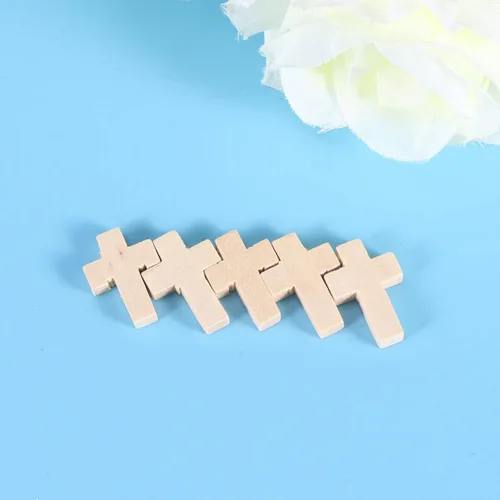 Miniatura 6 de 100 piezas de artesanía de cruz de madera DIY mini dijes de cruz sosteniendo la cruz para regalos de fiesta religiosa domingo fabricación de joyas
