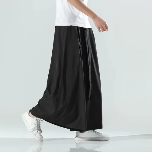 Miniatura 5 de Seidarise Pantalones de yoga japoneses de lino estilo harén de pierna ancha para hombre, estilo harén, estilo hip hop, holgados
