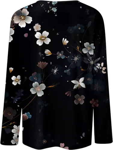 Miniatura 3 de Camisas de Navidad para mujer, a la moda, casual, elegante, cuello redondo, manga de 7 puntos, estampado navideño