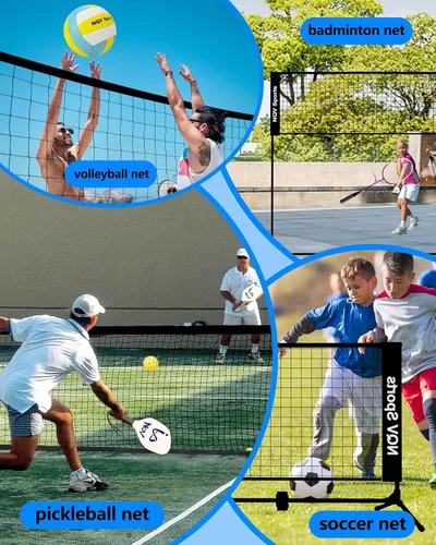 Miniatura 3 de NQV Juego de pickleball con red, red de pickleball de media cancha de 10 pies, paletas de madera de pickleball, pelotas de pepinillo, retrievers
