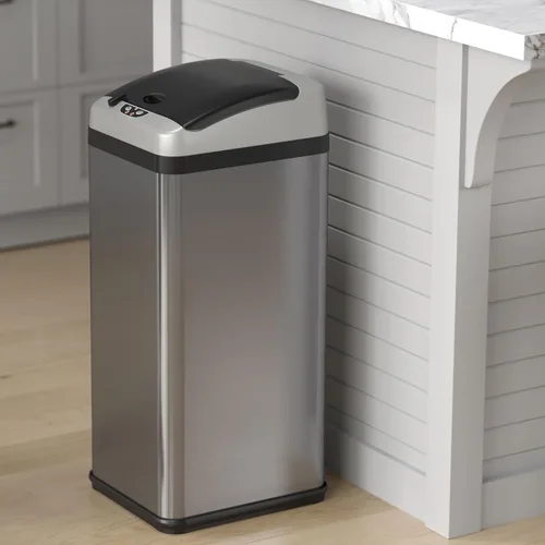 Miniatura 5 de iTouchless Cubo de basura de cocina con sensor de 13 galones con tapa, adaptador de CA y filtro de olor, cubo de basura platino de edición limitada