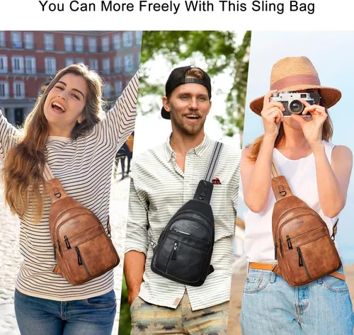 Miniatura 3 de LATMAP 7L Bolsa de Cintura para Hombres y Mujeres Mochila de Cadera Riñonera Bandolera Bolso de Hombro Cinturón de Viaje Bolso de Mano de PU Cuero