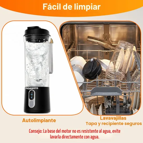 Miniatura 8 de Mini licuadora portátil de tamaño personal, licuadora inalámbrica de 20 onzas, tipo C, recargable, sin BPA, recién exprimida en el Negro