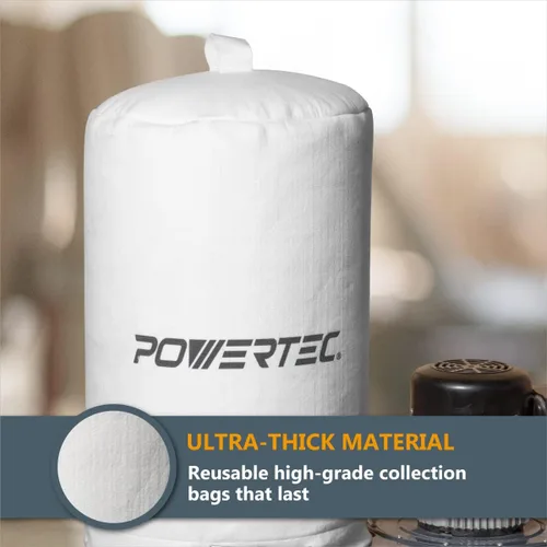Miniatura 4 de POWERTEC 70335 Bolsa colectora de polvo, 15 x 23 pulgadas, filtro de 1 micrón, para Delta, JET, Grizzly, Shop Fox, Harbor Freight y POWERTEC
