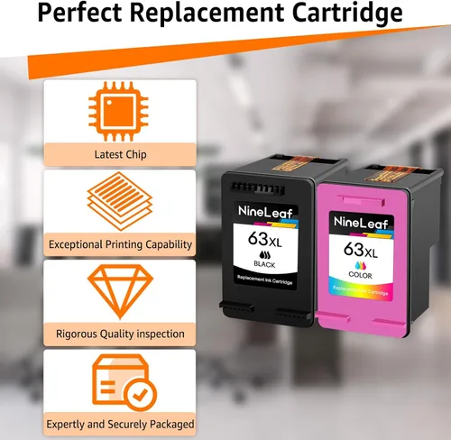 Miniatura 4 de NineLeaf Cartucho de tinta remanufacturado de nueva generación de alto rendimiento compatible con HP 63xl 63 XL 63 Officejet 5255 5258 Deskjet 1112
