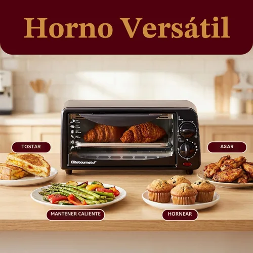 Miniatura 6 de Elite Gourmet ETO236 - Horno tostador personal compacto de 2 rebanadas para encimera con temporizador de 15 minutos y temperatura ajustable