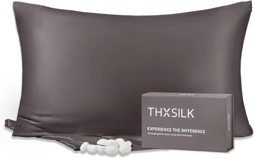 Miniatura 11 de THXSILK Funda de almohada 100% seda de morera para cabello y piel, seda de morera grado 6A+ 25 momme, caja de regalo, funda de almohada de seda Beige