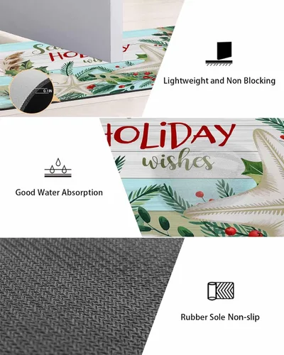 Miniatura 3 de Tapete de baño de Navidad para bañera, antideslizante, de secado rápido y absorbente, tierra de diatomeas, fregadero, dormitorio, cocina, lavable