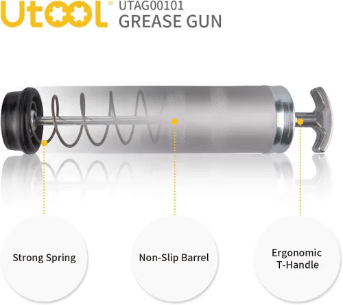 Miniatura 3 de UTOOL Pistola de engrase, kit de pistola de engrase resistente de 8000 PSI con capacidad de 14 onzas, manguera flexible de resina de 18 pulgadas, 2
