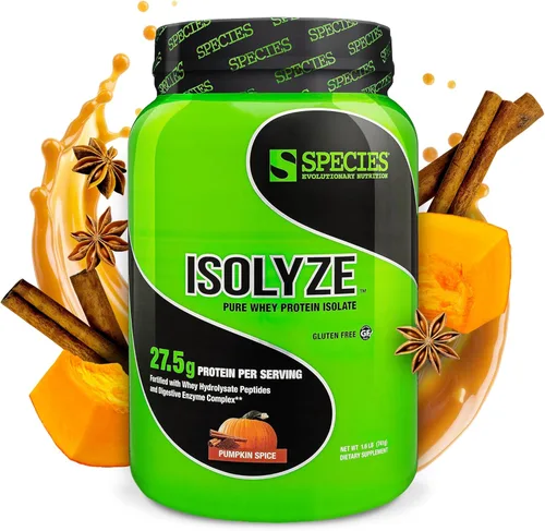 Miniatura 19 de Species Nutrition Isolyze - Proteína de suero en polvo, 100% aislado de suero de leche para construcción muscular, 0.71 oz de proteína por