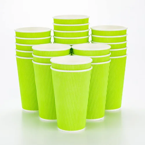 Miniatura 67 de Vasos de café de papel aislado de pared corrugada, 12 onzas, 12 onza, Negro