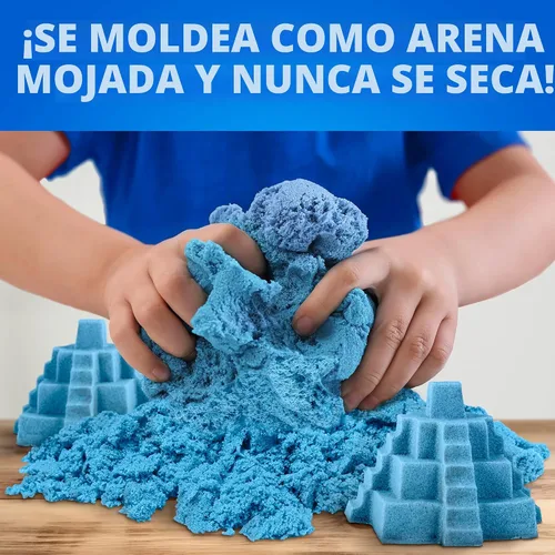 Miniatura 3 de National Geographic - Paquete combinado de arena lunar de 6 libras, 2 libras cada uno de arena de juego azul, púrpura y natural con moldes