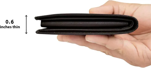 Miniatura 3 de Tommy Hilfiger billetera de piel para hombre delgada y plegable con 6bolsillos para tarjetas de crédito y ventana extraíble para identificación