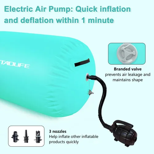 Miniatura 3 de Gymnastics Air Roller Air Barrel, Inflatable Tumble Roller Mat, Air Roller Gymnastics Barrel Kids Back Somersault Backbend Trainer for Yoga Training