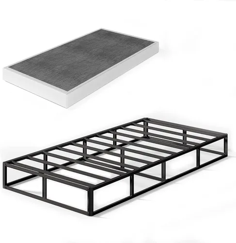 Juego de somier y funda individual XL, somier de metal de alto perfil de 7 pulgadas, base de colchón resistente, funda fácil de limpiar, silencioso,