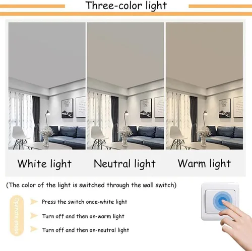 Miniatura 3 de Lámpara de techo LED de 3 luces, 22 pulgadas, moderna lámpara de techo empotrada de madera de 20 W regulable para sala de estar, dormitorio, cocina
