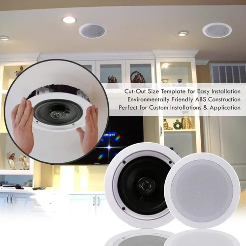 Miniatura 8 de Pyle - Sistema de dos altavoces de 16,5 cm de montaje empotrado en pared o techo, de 2 vías, con conexiones rápidas de resorte, cono doble