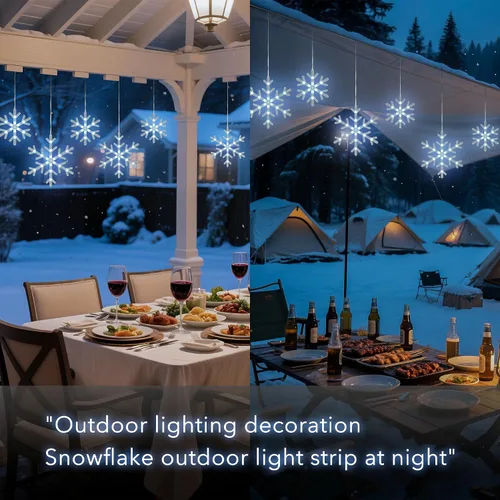 Miniatura 6 de Luces de carámbano de nieve de Navidad, 9 pies, 150 luces LED para cortinas con 10 gotas, 3 hebras conectables, luz de hada de carámbano con efecto