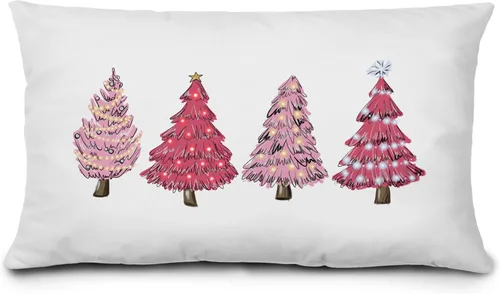 Miniatura 11 de KEUSPI Decoración Costera de Navidad - Fundas de almohada azules con árbol de Navidad de 12 x 20 pulgadas, fundas de almohada de Navidad
