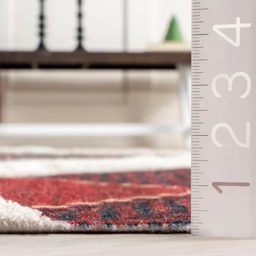 Miniatura 7 de nuLOOM Anastasia - Alfombra decorativa a cuadros altos y bajos, 2 x 3, color rojo