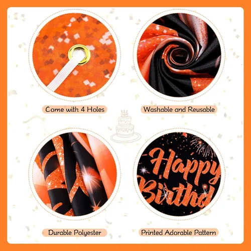 Miniatura 7 de Cartel de cumpleaños naranja para decoración de cumpleaños grande, naranja y negro, cartel de feliz cumpleaños, letrero de cumpleaños naranja, fondo