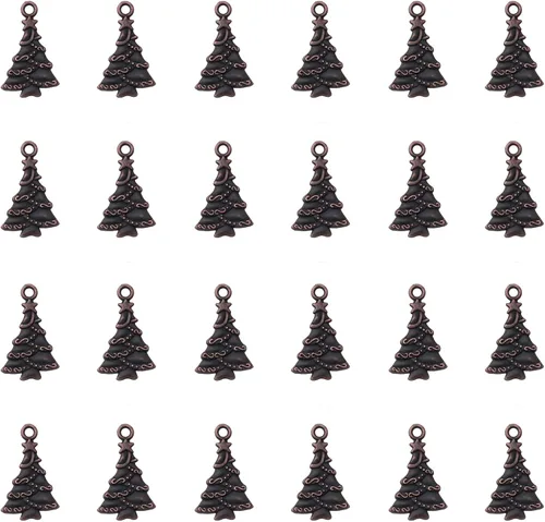 50 dijes para árbol de Navidad, de 1.0 x 0.6 in, estilo vintage, de metal, colgantes, cuentas para hacer joyas, decoración de Navidad, collares,
