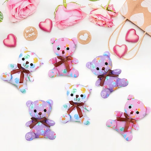 Miniatura 7 de Haull 18 piezas de corazones de conversación de San Valentín, osos de peluche a granel para niños, pequeños animales de peluche suaves de 4