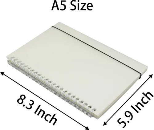 Miniatura 4 de Yansanido - Cuaderno de notas en espiral (A5), 160 páginas (80 hojas), 100 gr/m² / 3.53 oz/m² de papel de puntos, con tapa dura de plástico