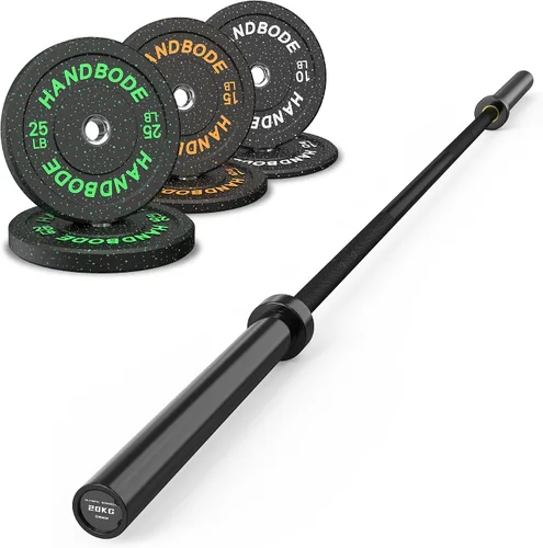 Miniatura 22 de HANDBODE Olympic High-Bounce Bumper Plates Bench Press Barbell Weights Set 2 - Inch, 10-55 lb Rubber Weight Sets for Home Gym, Strength Training