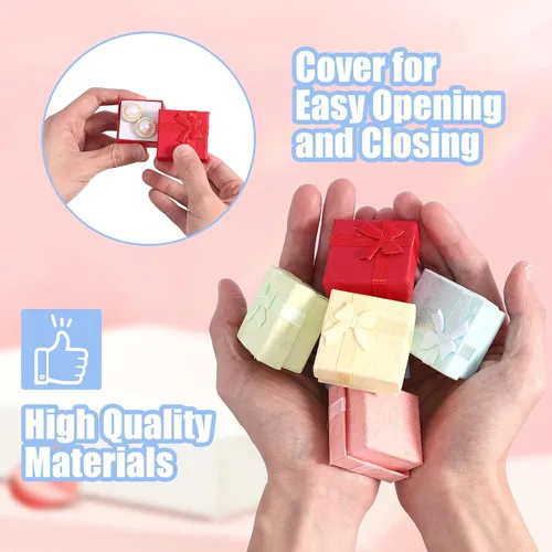 Miniatura 5 de Juego de 24 cajas de regalo, cajas de joyería de colores surtidos, pequeña caja de regalo dura para aretes de anillo, cajas de regalo de joyería