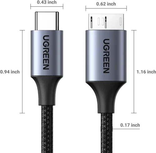 Miniatura 9 de UGREEN 10 Gbps Cables de disco duro Micro B a USB C, 3.3 pies USB C a Micro B, cable de disco duro externo compatible con MacBook Pro/Air