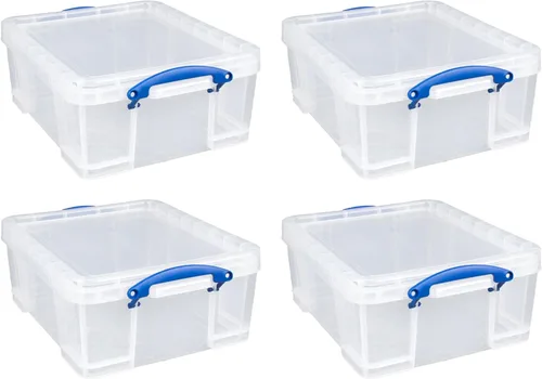 Miniatura 11 de Really Useful Box - 10 unidades de contenedores de plástico para almacenamiento de 17 L, con tapas de cierre rápido y candado de clip, transparentes