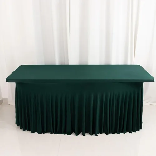 Miniatura 14 de Efavormart - Falda de mesa rectangular de una pieza de elastano de 6 pies, color negro, con volantes