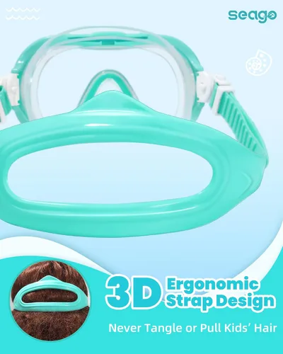 Miniatura 6 de Seago Paquete de 2 gafas de natación con cubierta nasal, gafas de natación para niños de 6 a 14 años, niñas, niños, jóvenes, gafas de natación