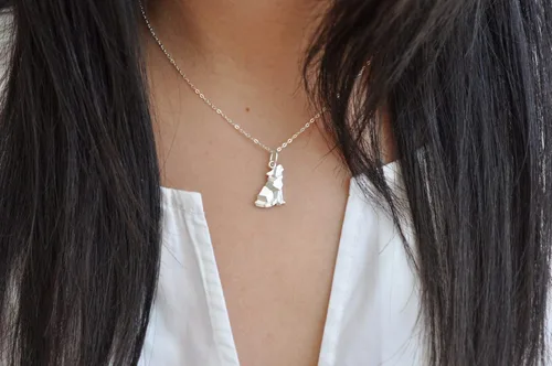 Miniatura 2 de Collar de lobo de origami con cadena de plata de ley de 16