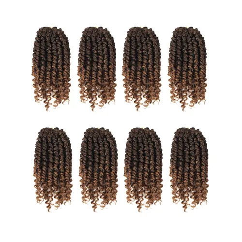 Miniatura 107 de Bileaf Cabello de Ganchillo Passion Twist Pre-retorcido de 10 Pulgadas, 8 Paquetes de Ganchillo Passion Twist, Cabello Corto Passion Twist