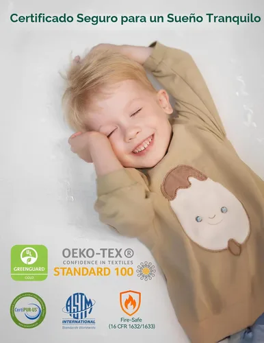 Miniatura 6 de BABELIO Colchón transpirable para cuna, de doble cara, espuma viscoelástica, impermeable, funda extraíble y lavable a máquina, para niños pequeños