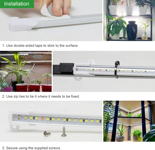 Miniatura 6 de Wiaxulay - Tiras de luz LED para cultivo de plantas de interior, luz de crecimiento de espectro completo de 6000K, lámpara solar con temporizador