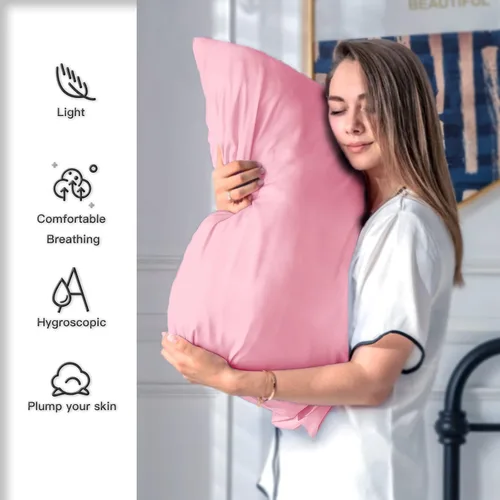 Miniatura 3 de Funda de almohada de seda de morera para cabello y piel, tamaño estándar de 20 x 26 pulgadas, con cremallera oculta, suave, transpirable, suave