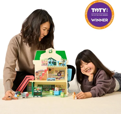Miniatura 2 de Bluey Bluey - Juego de supermercado y bingo con escalera mecánica, juguetes de simulación para niños pequeños, sonidos y 15 piezas, juego de tienda