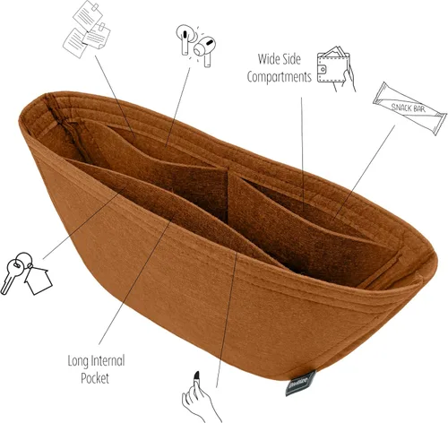 Miniatura 6 de Divitize Organizador de bolso de alta calidad compatible con LV Loop Hobo GM bolsa inserta – Inserto de fieltro hecho a mano de 0.079 in, ajuste