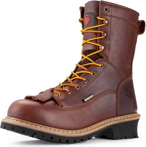 Miniatura 12 de SUREWAY Men's 8" Waterproof Steel-Toe Logger Work Boot,Superior Oil/Slip Resistant,Thicker Full Grain Leather,Wedge Rubber Sole,EH Rated