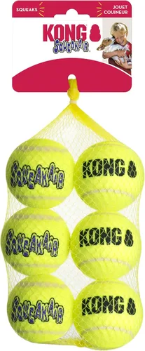 Pelotas de tenis KONG Air Dog SqueakAir para perros, tamaño mediano (paquete de 6)
