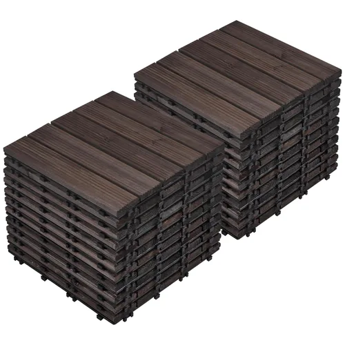 Miniatura 17 de Yaheetech 55 azulejos de terraza de patio entrelazados de madera compuesta de madera para cubierta de pisos de madera de 12 x 12 pulgadas, madera