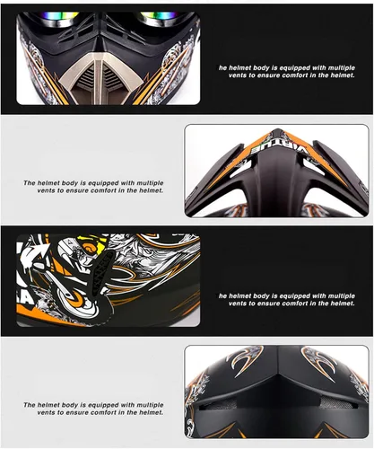 Miniatura 3 de Casco de motocross Bluetooth para adultos, casco de motocross, aprobado por DOT/ECE, perfecto para motocicletas de motocross, motos de cross, ATV