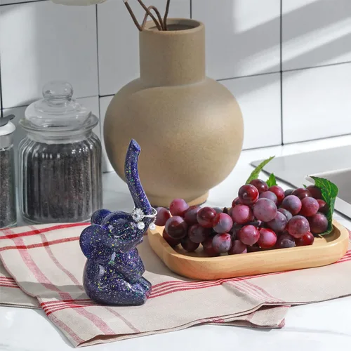 Miniatura 4 de PUDDING CABIN Soporte para anillos de elefante morado, lindo organizador de anillos, regalo único de elefante para mujeres, mamá, día de la madre