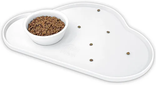 Miniatura 12 de Ptlom - Alfombrilla de silicona para alimentación de mascotas para perros y gatos, alfombrilla para comedero con bordes altos, antideslizante, Beige