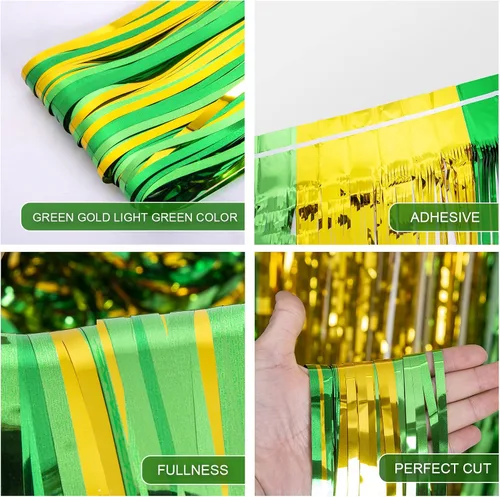 Miniatura 3 de LOLStar Paquete de 3 cortinas de flecos de papel de aluminio del día de San Patricio, decoración de fiesta del día de San Patricio, 3.3 x 6.6 pies