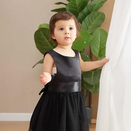 Miniatura 2 de OPAWO Vestidos negros para niña de flores para boda, vestido de Halloween, vestido de tul de encaje 3D satén princesa vestido de fiesta de bebé